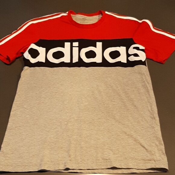 Adidas New Red Blue and Gray Tee - Picture 1 of 8